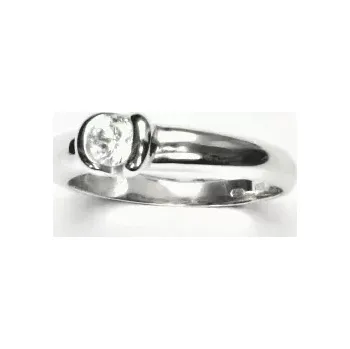 Prsten Zlatý prsten -čirý zirkon - VR8 - bílé zlato (Prstýnek se zirkonem ve zlatě)