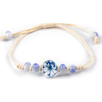 Náramek Náramek shamballa s korálky a květem, malé, 6 modrá