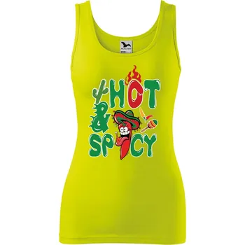 DOBRÝ TRIKO Dámské tílko s potiskem Chilli papričky Velikost: XL, Barva: Limetková