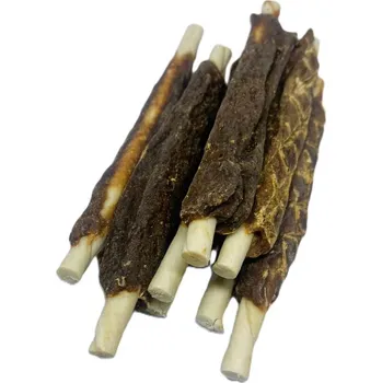 Krmivo pro psa Tyčinka z drcené buvolí kůže obalená králičím masem 250g