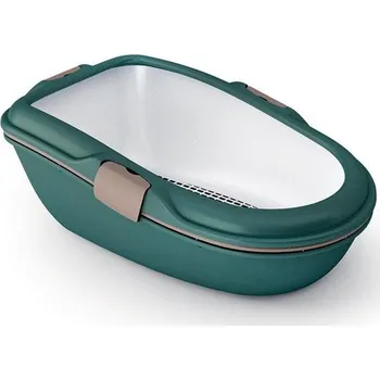 Toaleta pro kočku Toaleta pro kočky - kočičí WC Furba chic maxi, anglická zelená/popelavě hnědá 47 x 69,5 x 26 cm