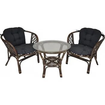 Sedací souprava Axin Trading s.r.o. Ratanová sedací souprava Bahama hnědá 2+1, polstr tmavě šedý melír