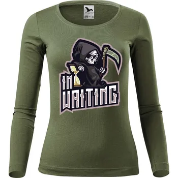 DOBRÝ TRIKO Dámské bavlněné triko Im waiting Velikost: XL, Barva: Khaki