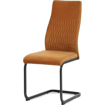 AUTRONIC Židle jídelní DCL-X7018 YEL2, žlutá látka, černý kov