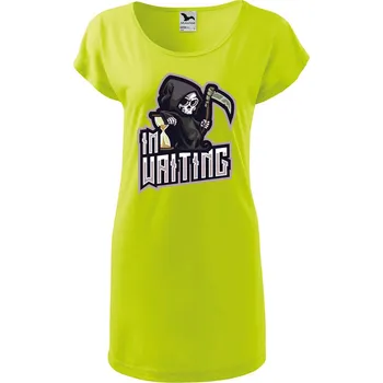 Dámské oblečení DOBRÝ TRIKO Dámské tričko/šaty Im waiting Velikost: M, Barva: Limetková