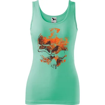 DOBRÝ TRIKO Dámské tílko s potiskem Lebka a ptáci Velikost: XS, Barva: Mátová