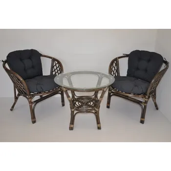 Zahradní sestava Ratanová sedací souprava Bahama hnědá 2+1 Tmavě šedý melír