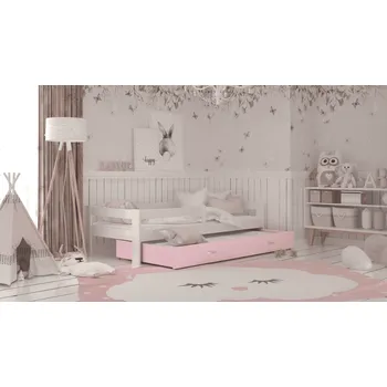 Postel ArtAJ Dětská postel HOPE P2 s přistýlkou ​​| bílá/růžová 80 x 190 cm