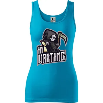 DOBRÝ TRIKO Dámské tílko s potiskem Im waiting Velikost: XL, Barva: Tyrkysová