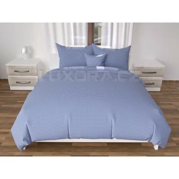 Povlečení Povlečení Kanafas modrý 0,5 cm - 200x140 cm + 90x70 cm