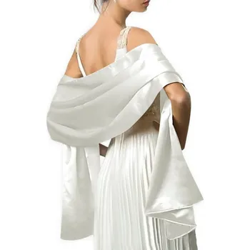 Šála saténový šál přes ramena - přehoz přes společenské šaty - výběr barev Barva: Krémová