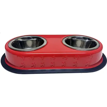Miska pro psa Dvojmiska nerez ČERVENÁ 0,55l/16,5cm(24)