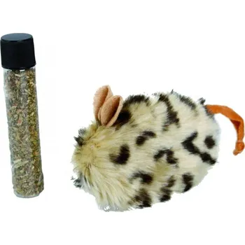 Hračka pro kočku Flamingo Plyšová myš pro kočky s Catnipem 4x4x10cm