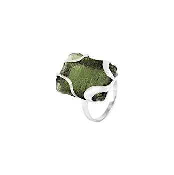 Prsten Prsten stříbrný Vltavín neopracovaný - 7 - velikost 58