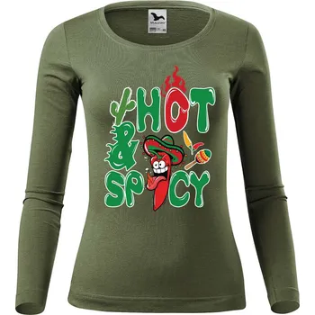 DOBRÝ TRIKO Dámské bavlněné triko Chilli papričky Velikost: M, Barva: Khaki