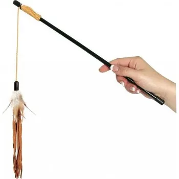 Hračka pro kočku Karlie Hračka škádlítko pro kočky s peřím a kůží 50cm