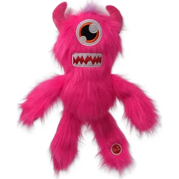 Hračka pro psa Hračka DOG FANTASY Monsters chlupaté jednooké strašidlo pískací růžové