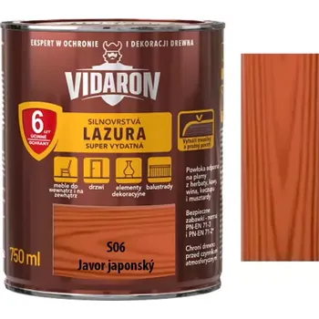 Lak na dřevo Vidaron silnovrstvá lazura super vydatná S06 Javor japonský 2,5L