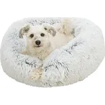 Kulatý pelech HARVEY ø 70 cm, hebký potah s dlouhým vlasem, bílá/černá