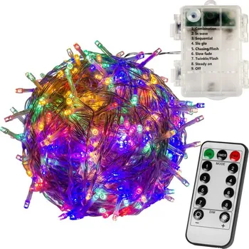 Vánoční dekorace VOLTRONIC® vánoční LED osvětlení 10 m barevné 100 LED + ovladač BATERIE