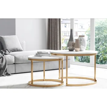 Konferenční stolek ArtSft Sada konferenčních stolků ANIA II | zlatá podstava