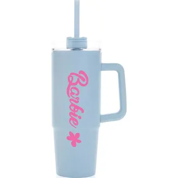 Termohrnek BARBIE - světle modrý cestovní hrnek s průhledným víčkem 900 ml