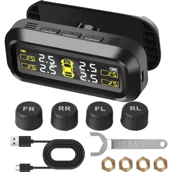 Autoelektronika Bezdrátový TPMS systém 9,3 x 4,2 cm Senzory tlaku v pneumatikách Auto Displej na ventilaci USB Nabíjení 4 Externí senzory Monitorování