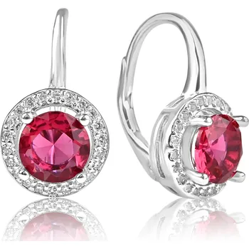 Náušnice Stříbrné náušnice s červeným zirkonem - Meucci SS372E