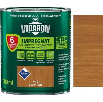 Olej na dřevo Vidaron Impregnat ochranná impregnační lazura na dřevo V19 Dub zlatý 0,7L