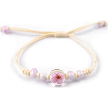 Náramek Náramek shamballa s korálky a květem, malé, 5 růžová sv.