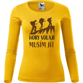 Dámské tričko DOBRÝ TRIKO Dámské bavlněné triko Hory volají Velikost: XL, Barva: Žlutá