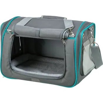 přepravka pro zvíře Transportní taška VICKY, 40 x 27 x 28 cm, do 5 kg, šedá/tyrkysová