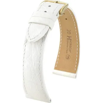 Řemínek na hodinky Kožený řemínek Hirsch Genuine Croco M 01808100-1, bílý, krokodýlí kůže, délka M, Quick Release - 20 mm
