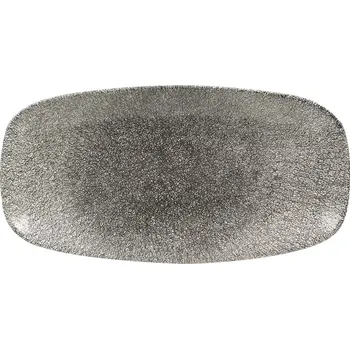 Talíř Talíř mělký Churchill Raku Quartz Black 35,5x18,9 cm