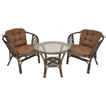 Sedací souprava Axin Trading s.r.o. Ratanová sedací souprava Bahama hnědá 2+1, polstr hnědý melír