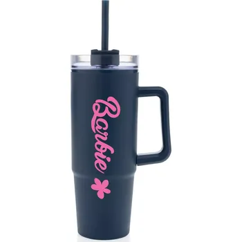 Termohrnek BARBIE - tmavě modrý cestovní hrnek s průhledným víčkem 900 ml