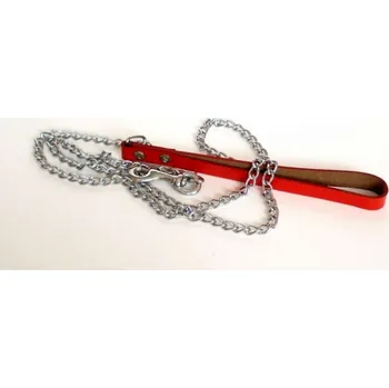 Vodítko pro psa Vodítko řetěz s koženým uchem 2mm x 120cm