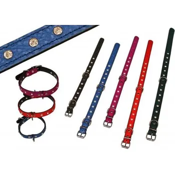 Obojek pro psa BAFPET Kožený obojek zdobený kamínky Barva: Červená, Rozměr: 18mm x 50cm /41-48/ 03111 červený B&F 1,8 x 50 cm