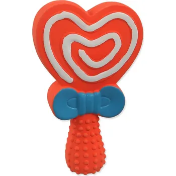 Hračka pro psa Hračka DOG FANTASY Latex lízátko srdce se zvukem mix barev 13cm
