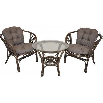 Sedací souprava Axin Trading s.r.o. Ratanová sedací souprava Bahama hnědá 2+1, polstr šedý melír