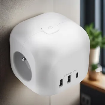 vypínač a zásuvka Solight P110C rozbočka kostka bílá