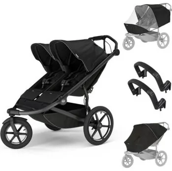 Kočárek Thule Urban Glide 3 Double s magetickou sponou - Black + příslušenství
