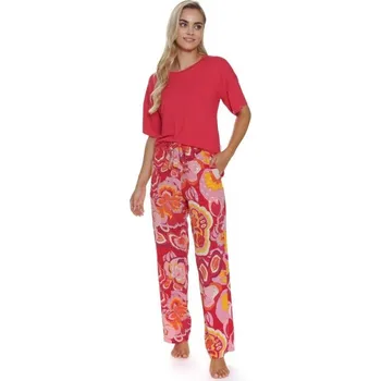Dámské pyžamo Doctor Nap růžové dámské pyžamo s květinovými kalhotami Velikost: S