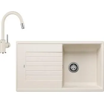 Granitový dřez Blanco - Set dřezu Zia 5 S a baterie Mida S, jemná bílá/jemná bílá SET 10-D 25 MIDA-S bilso