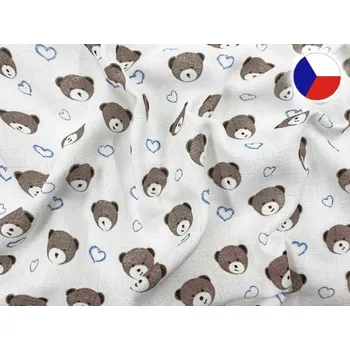 látková plena Dětské látkové pleny s potiskem 70x70 Méďa srdíčko (5ks)