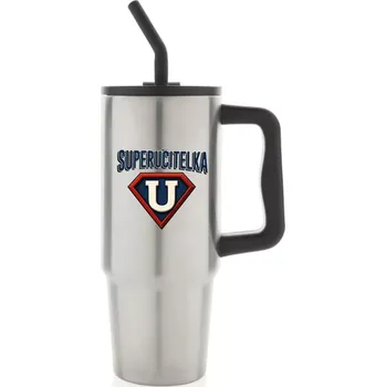 Termohrnek SUPERUČITELKA (ZNAK) - stříbrný cestovní termohrnek 900 ml