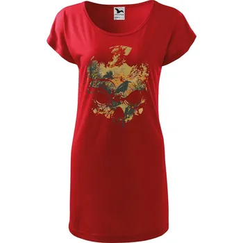 Dámské tričko DOBRÝ TRIKO Dámské tričko/šaty Lebka a ptáci Velikost: M, Barva: Červená