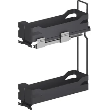 Nábytkové kování Dvojkoš plnovýsuvný 150mm, boční WIRELI Style s tl.dovřením, 114x480x580mm, antracit (Dvojkoš plnovýsuvný 150mm, boční WIRELI Style s tl.dovřením, 114x480x580mm, )