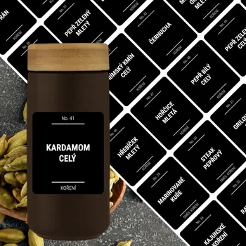 Samolepící etiketa etikety na kořenky hranaté s kulatým rohem černé - sada C (60 ks)