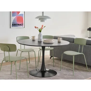 Jídelní stůl Kulatý jídelní stůl černý 120 cm kovový podstavec 4místný kuchyň jídelna Beliani